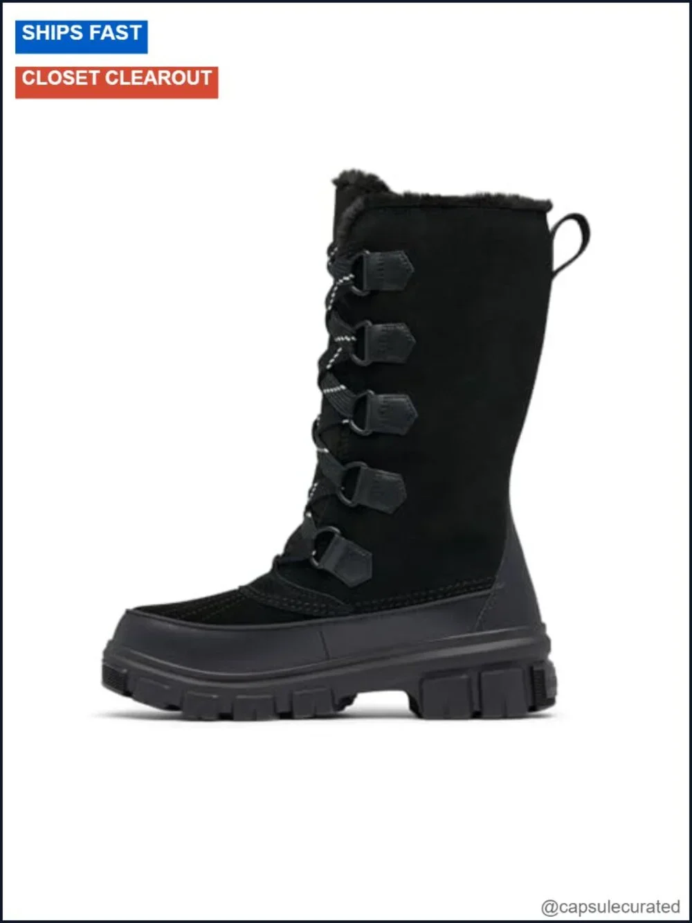 Waterproof Suede Faux Fur Collar Tall Snow Boots